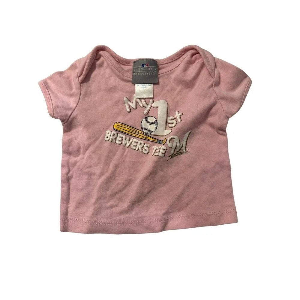 Milwaukee Brewers Baby Pink "My First Tee" Baseball Top
